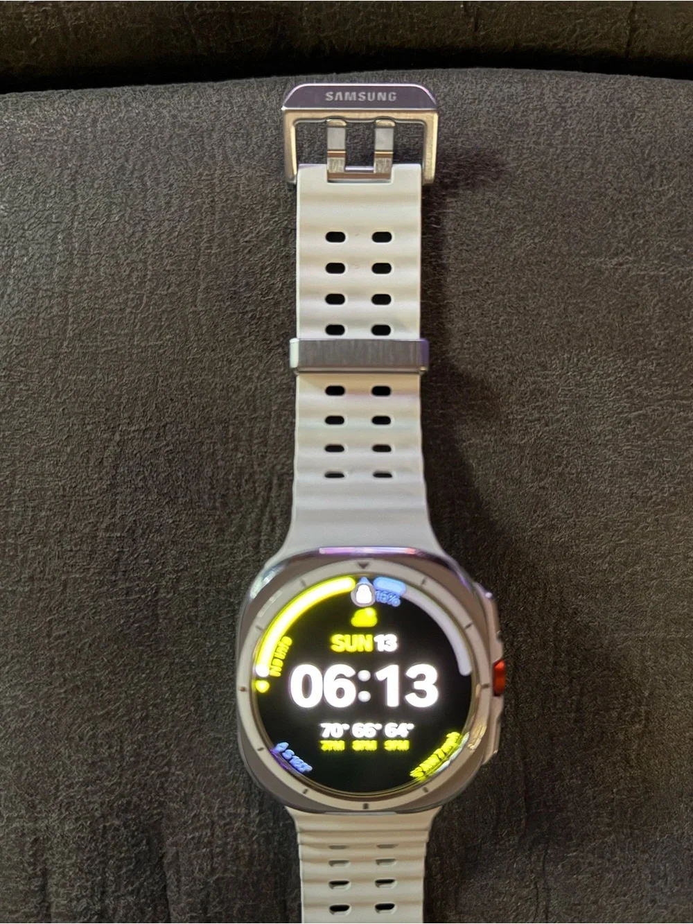 Samsung Galaxy Watch Ultra 2025 47mm in Titanium White and extra band.